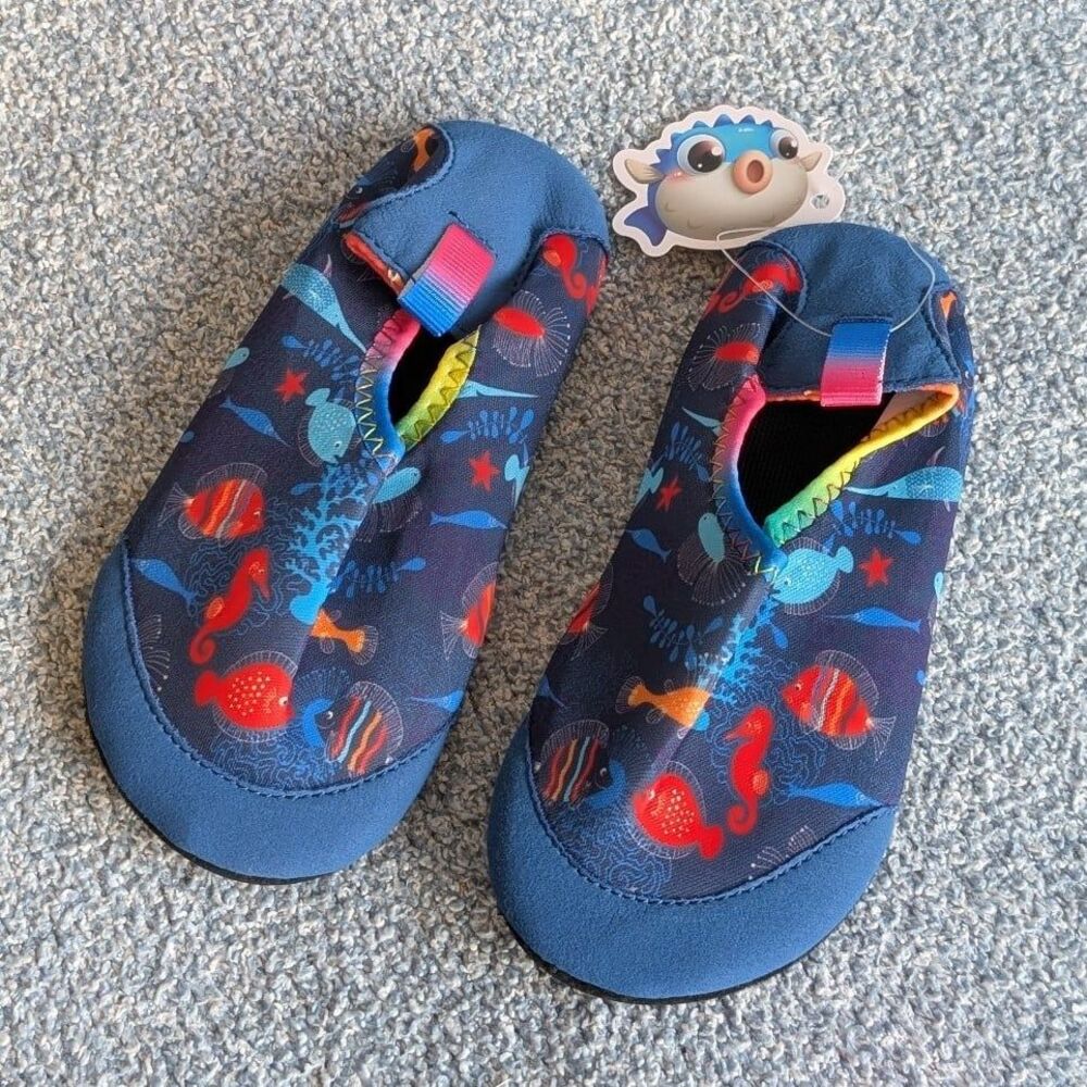 Apolter Boys Size 11-11.5 Navy Blue Ocean Non Slip Swim Water Shoes Aqua Socks